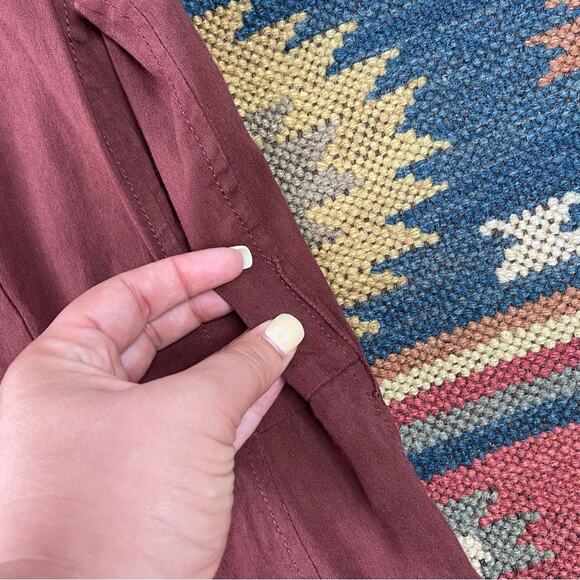 MM Lafleur Angelina Red Brown Tailored Tunic Top Size 4 - Picture 3 of 6